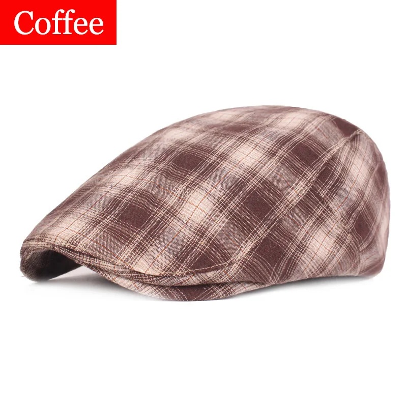 Coffee RoxCober винтажные хлопковые береты, клетчатая кепка Newsboy, плоская кепка s, шапка для мужчин и женщин, кепка плюща, шляпа в стиле Гэтсби, козырьки, остроконечные Блиндер шапки - Цвет: Coffee