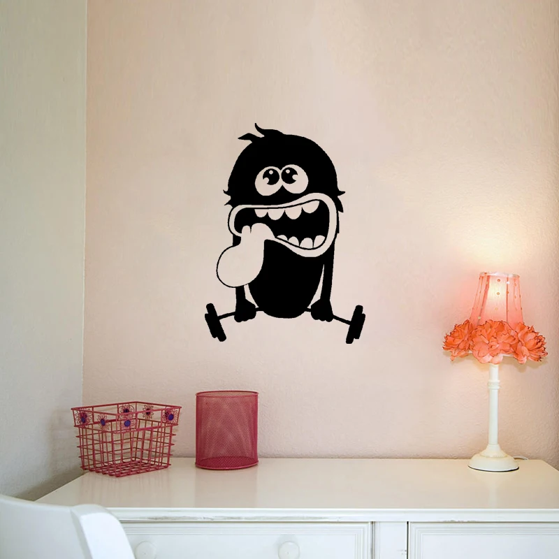 Dumbbell little monster Wall Sticker Children's room Art Applique Living bedroom Home Decoration Vinyl Wallpaper JG1755 | Дом и сад