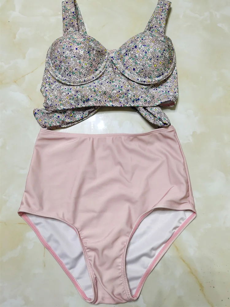 Женский клетчатый купальник с завышенной талией эффектом пуш-ап - купить по