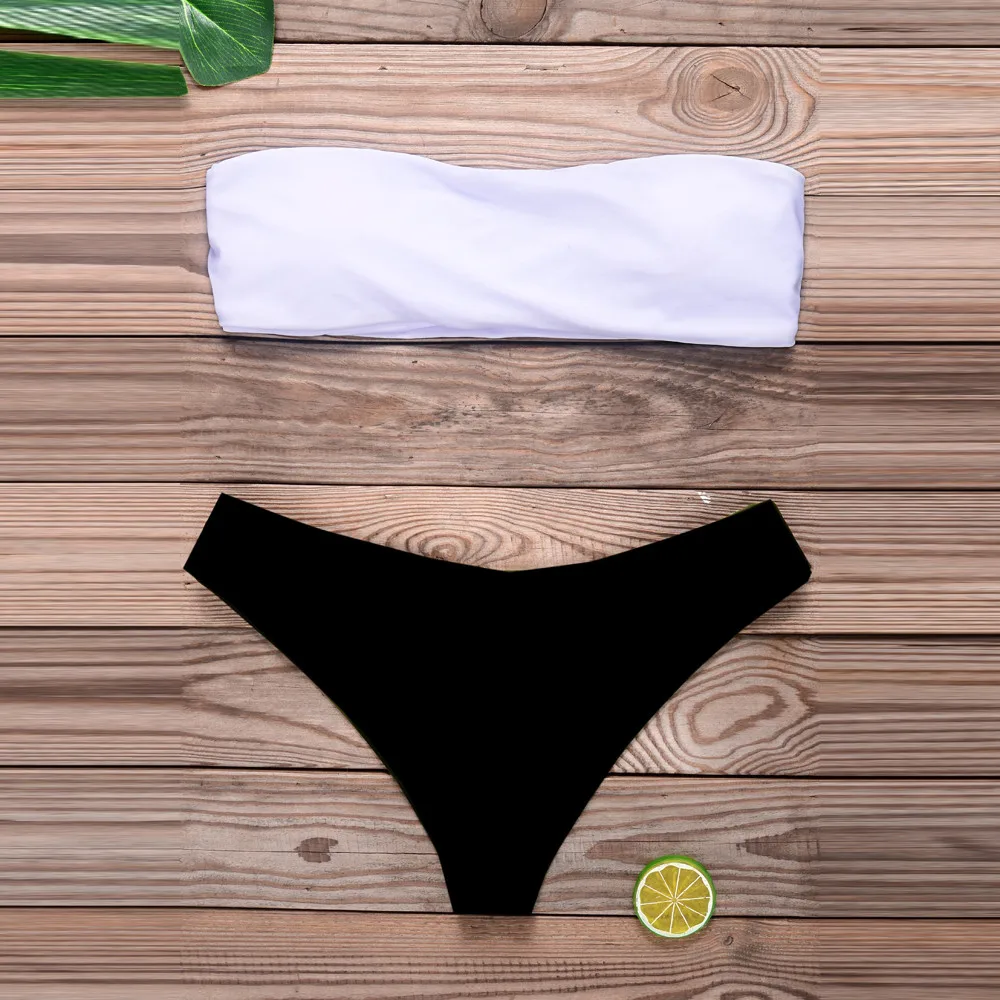 Женский летний сексуальный пляжный бюстгальтер сплошной цвет Бикини Белый Топ
