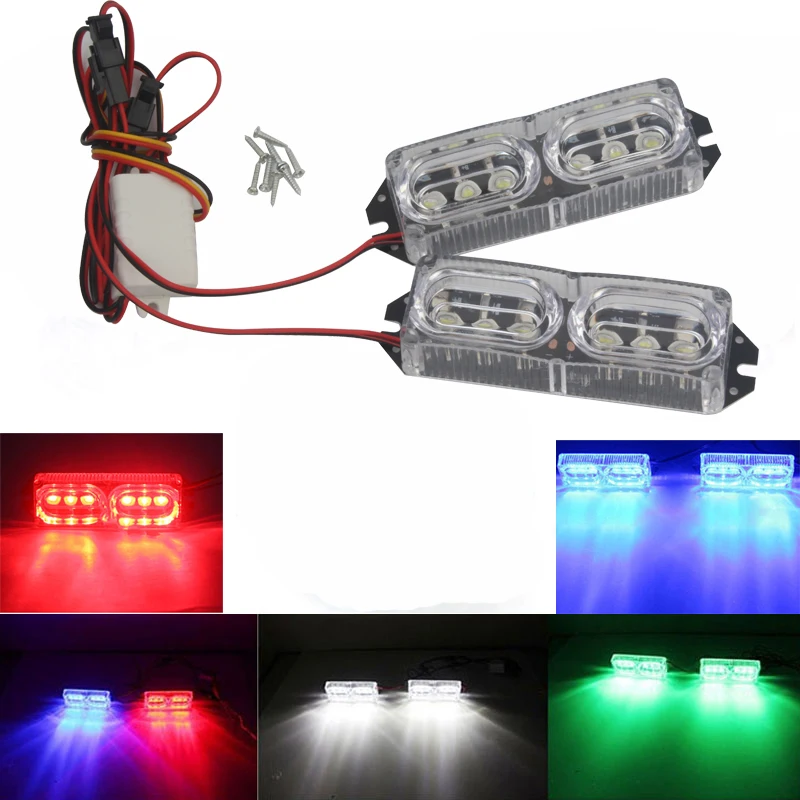 

2x6 LED DRL Motorcycle Strobe Brake Day Light 12W Car Warning Police Lights with Controller Flash Lamp 12V