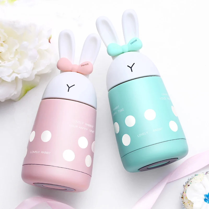 Cute Rabbit baby Feeding Cup молочный термос для девочек кружка из нержавеющей стали
