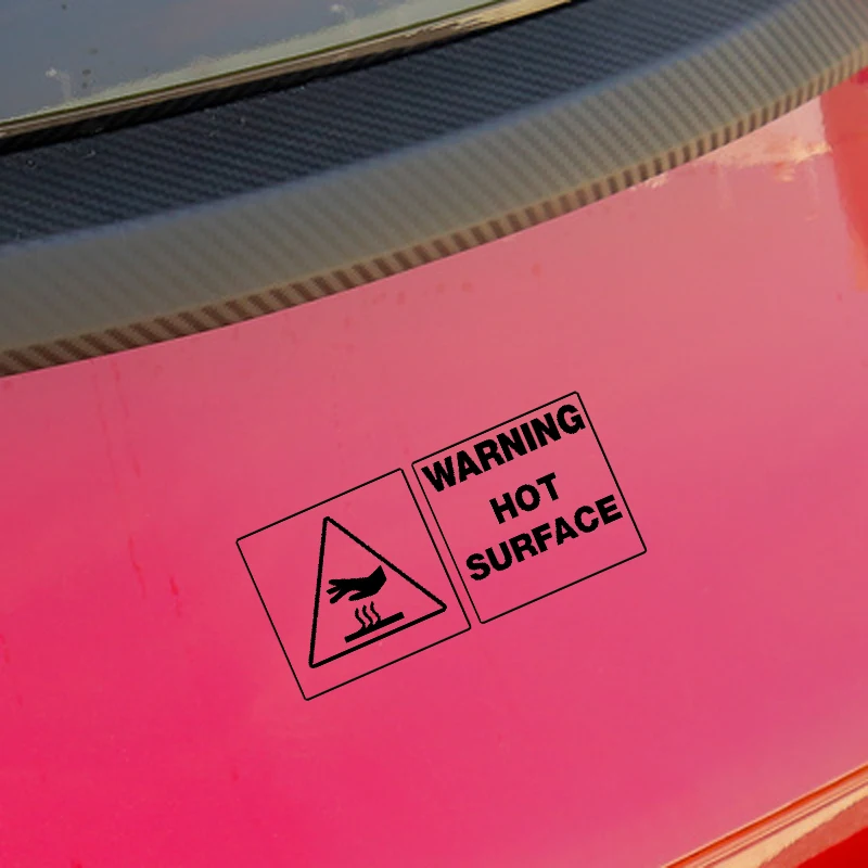 

QYPF 16.6CM*7.9CM Interesting Warning Mark HOT SURFACE Graphic Car Sticker Black/Silver Vinyl Decoration S9-2288