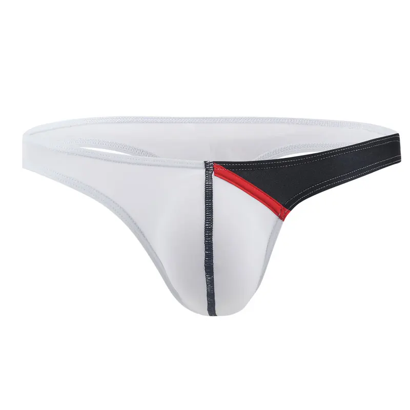 

Sexy Men Plus Size Ice Silk U Convex Pouch Thongs G-String Soft Breathable Thongs Underwear Low Rise Jockstrap Gay Wear F8