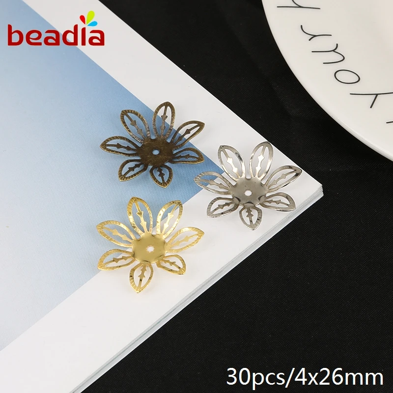 

Top Sale Size 30pcs/bag 4*26mm Iron Beautiful Small Flowers Metal Crafts Connector For Jewelry Findings Making DIY Accessories