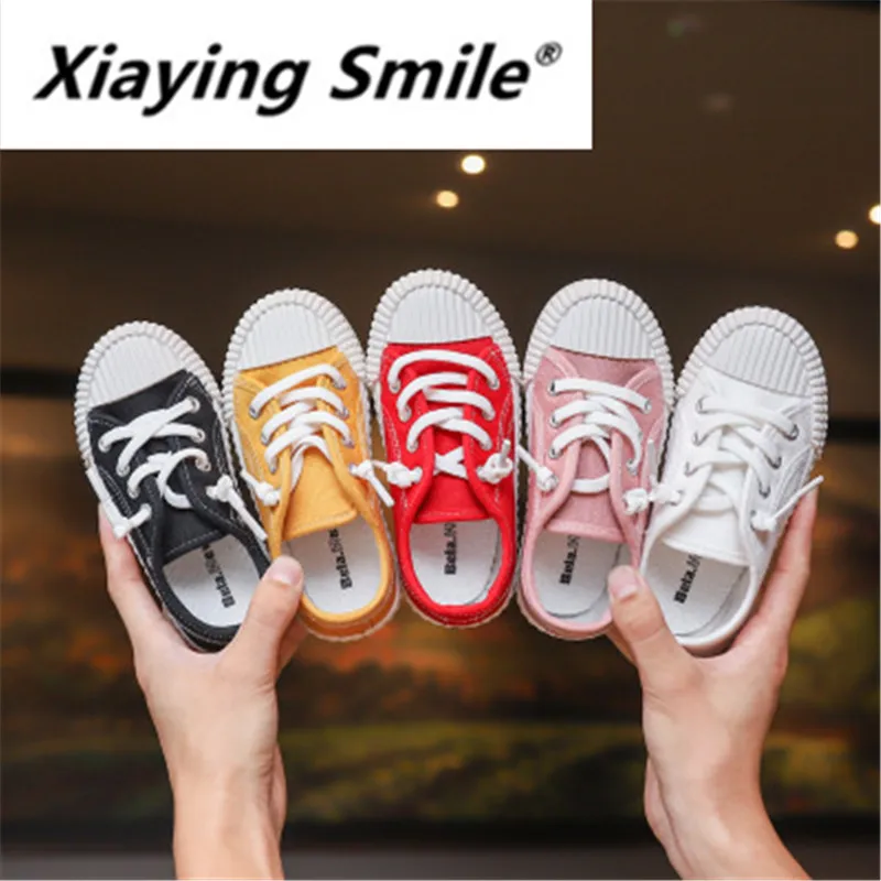 Xiaying Smile Children Shoes Fall 2019 Children Candy Biscuit Shoes Boy Solid Bottom Leisure White Shoes Canvas Shoes 2019168