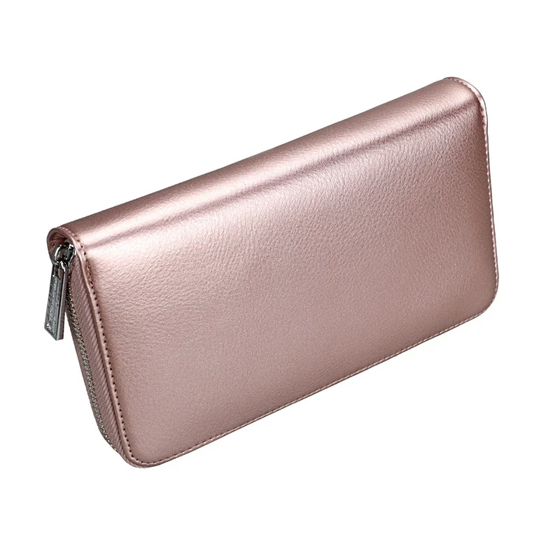 rose gold Женский держатель для карт s, Длинные кошельки, Женский кошелек из натуральной кожи, мужской деловой держатель для карт, кошелек, клатч, сумка для денег, кредитный держатель для карт - Цвет: rose gold