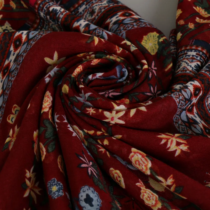 Богемный этнический стиль цветочный принт вискоза хлопок шали кисточки цветы