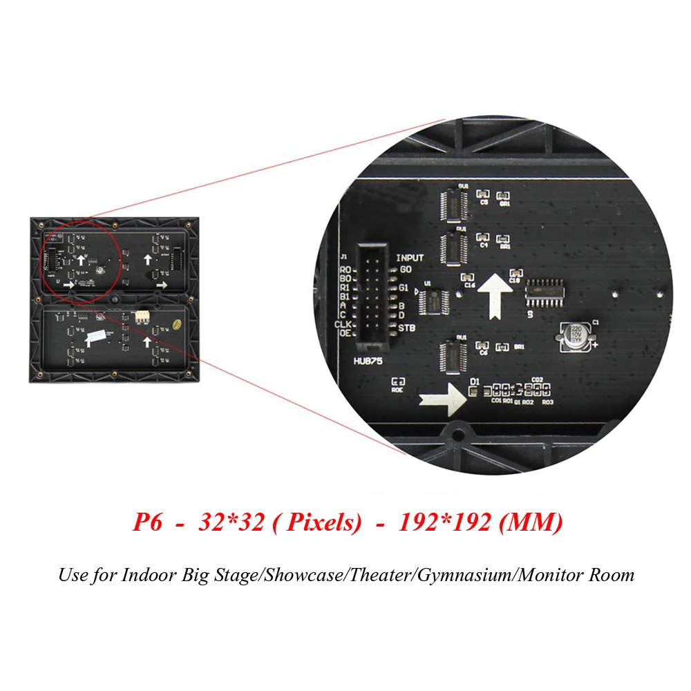 Светодиодный Дисплей P6 192*192 мм 32*32 пикселей 1/16 сканирования 3 in1 SMD3528 RGB полный Цвет