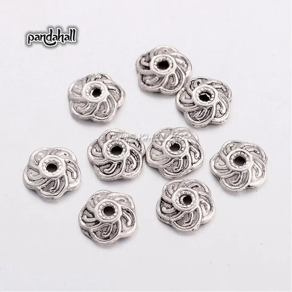 

Alloy Bead Caps, Lead Free and Cadmium Free, Antique Silver Color, about 9mm long, 9mm wide, 2.5mm thick, hole: 2mm