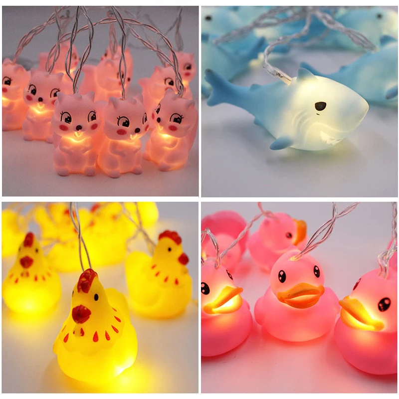 10pcs/set led lighting lamps lovely mini animal fairy string lights night light battery garland novelty baby decor | Дом и сад