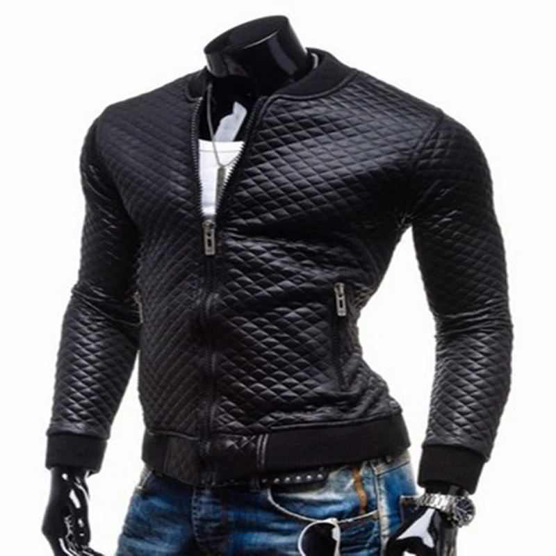 Осень зима Для мужчин s Кожаные куртки тонкий причинная Черная куртка человек ПУ