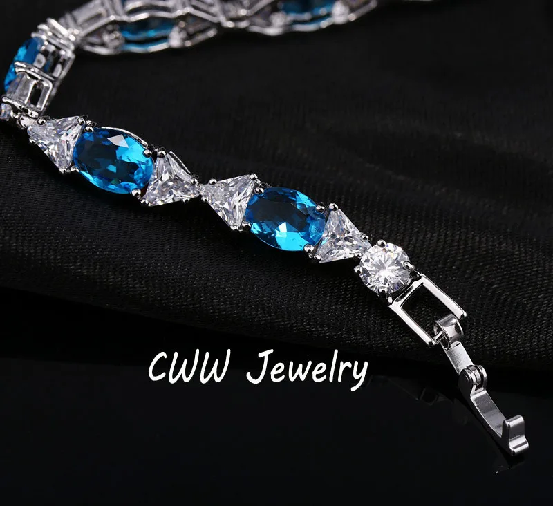 CWWZircons Новая мода для женщин CZ Ювелирные изделия смешанный светильник Синий