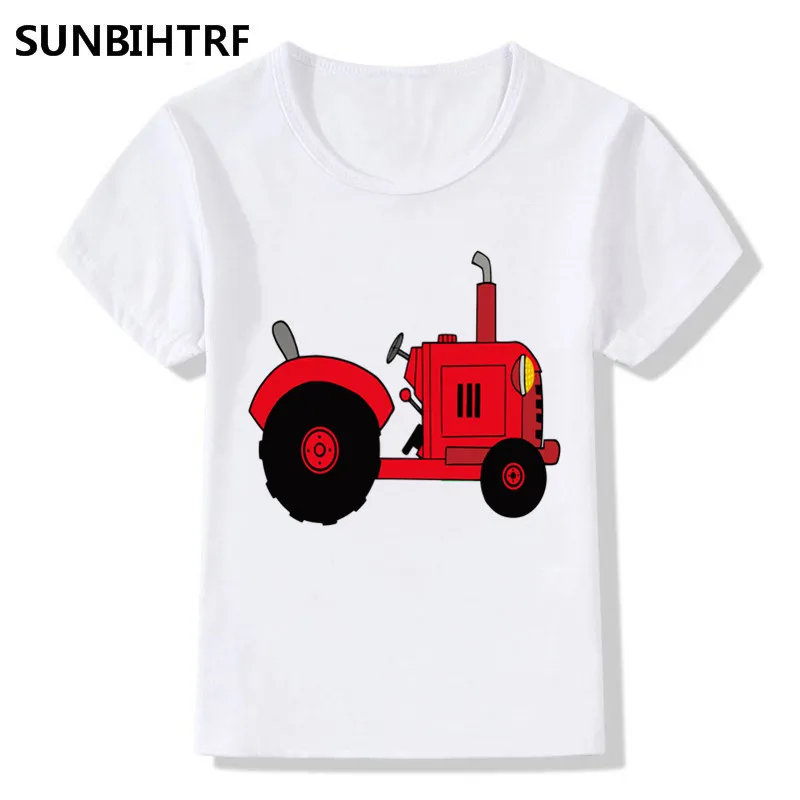 Детская модная забавная Футболка с принтом Трактор и растительным дизайном