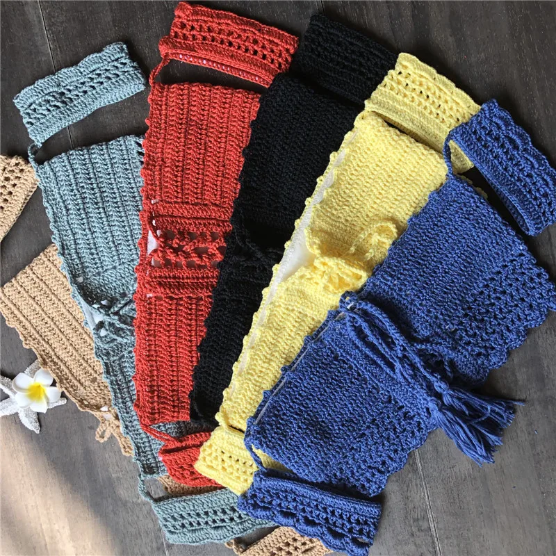 2019 Женский Бикини Топ бандажный полый купальник с кисточками рукавами Летний