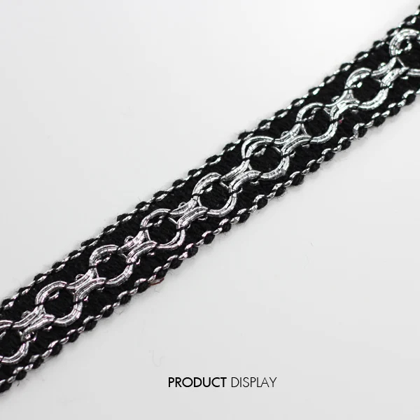 Кружевная ткань цвет черный/серебристый декоративная лента отделка 15 мм товары
