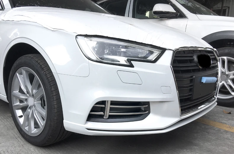 Передняя противотуманная фара из нержавеющей стали для Audi A3- хэтчбек седан спортивный Стайлинг крышка с блестками