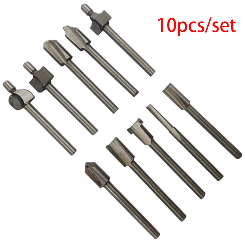 

10PCS/lot 1/8 High Speed Steel Mini Shank Electric Trimmer Carpentry Carving Knife Tools Woodworking Router Milling Cutter