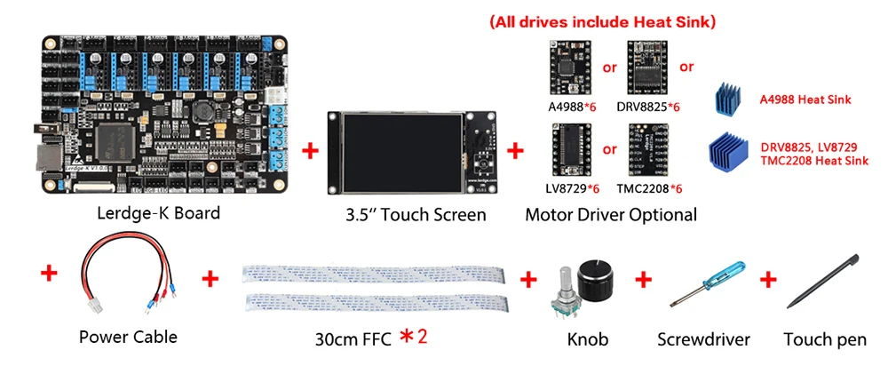 XCR3D части принтера Lerdge-K плата A4988 DRV8825 LV8729 TMC2208 драйверы дополнительно ARM 32 бит контроллер сенсорный экран материнская плата