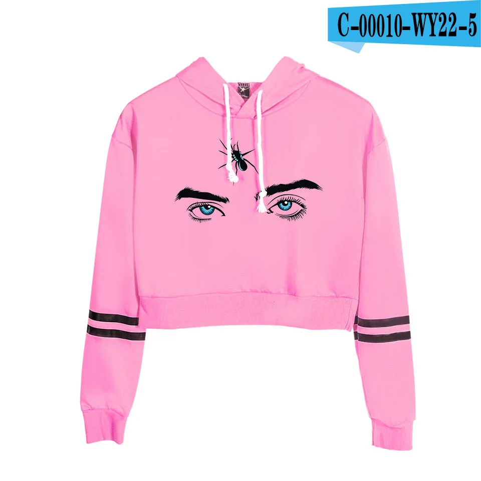 Новинка Billie Eilish, сексуальные толстовки с капюшоном, модный тренд, укороченный топ, Женская толстовка с принтом, Сексуальная популярная K pop одежда - Цвет: pink