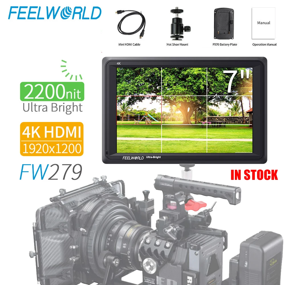 FEELWORLD FW279 7 дюймовый ультра яркие красные/зеленые/2200nit на Камера полевая DSLR монитор