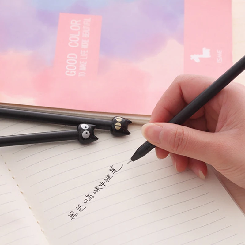 Новинка черная Милая гелевая ручка с головой кошки рекламный подарок для