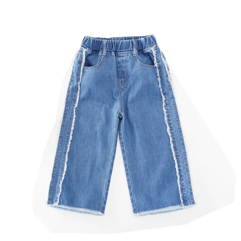Summer Cotton Wide-legged Jeans for Girls 4 6 8 10 12 14 years | Детская одежда и обувь