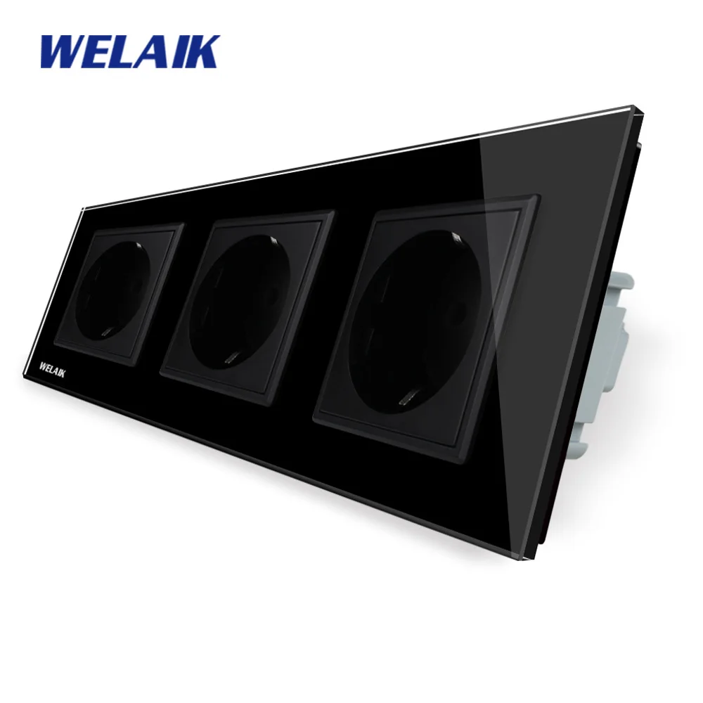 Welaik Стекло Панель стены разъем розетка Белый Черный Европейский Стандартный