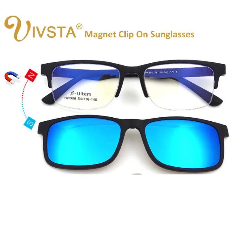 

IVSTA High Quality ULTEM Clip On Sunglasses Men Polarized Lenses Magnetic Clips Magnet Eyewear Myopia Spectacle Optical Frame
