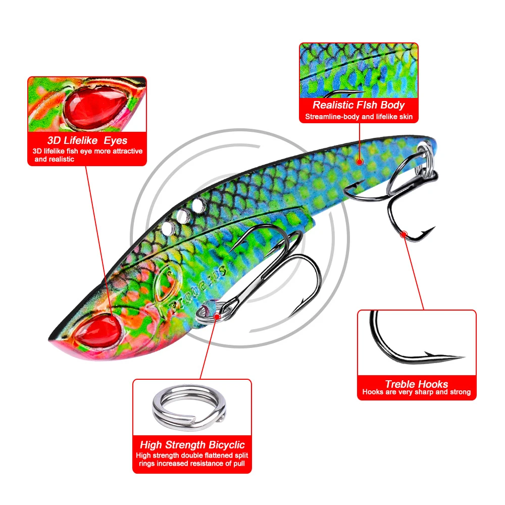 

2019 New Arrival Metal Laser VIB Fishing Lure 17G/70mm Fishing Tackle Crankbait Vibration Spoon Sinking Bait