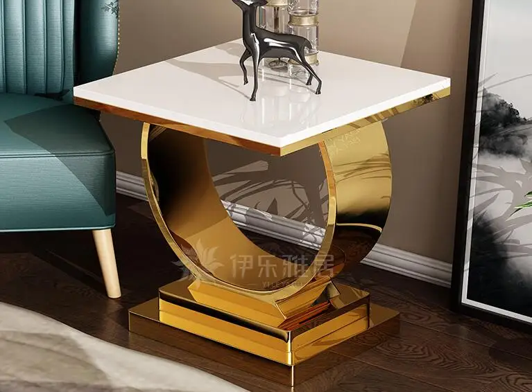 

Modern simple Golden Corner tea table, stainless steel corner and porch negotiation table