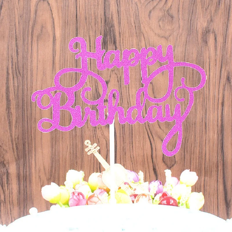 1 шт. золотой серебряный синий кекс Топпер для торта с днем рождения флаги