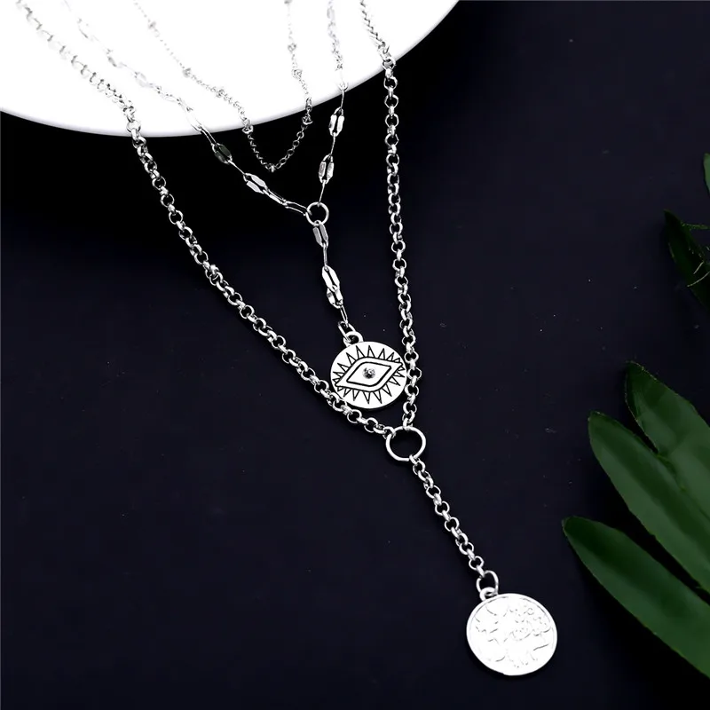 Baloki Boho глаза тотемное ожерелье двойной многослойное Золотая цепочка чокер монет
