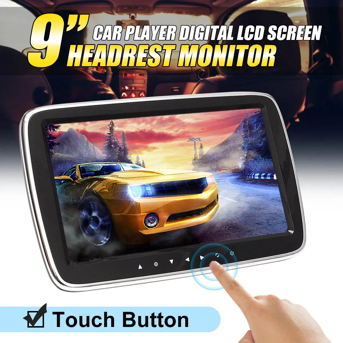 9 дюймов Автомобильный подголовник монитор DVD MP5 плеер USB/SD/HDMI/FM/игра Автомобильный цифровой экран Аудио Видео Радио Стерео пульт дистанционного управления - Цвет: Black