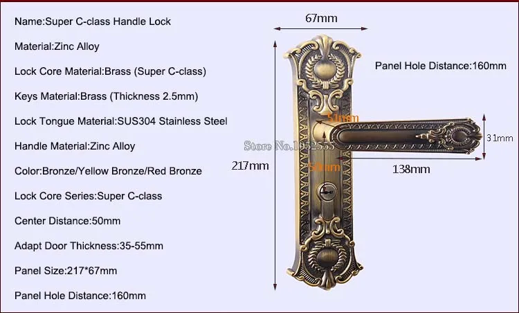 Высокое Качество Медь цилиндр замка замок межкомнатной двери супер C-class