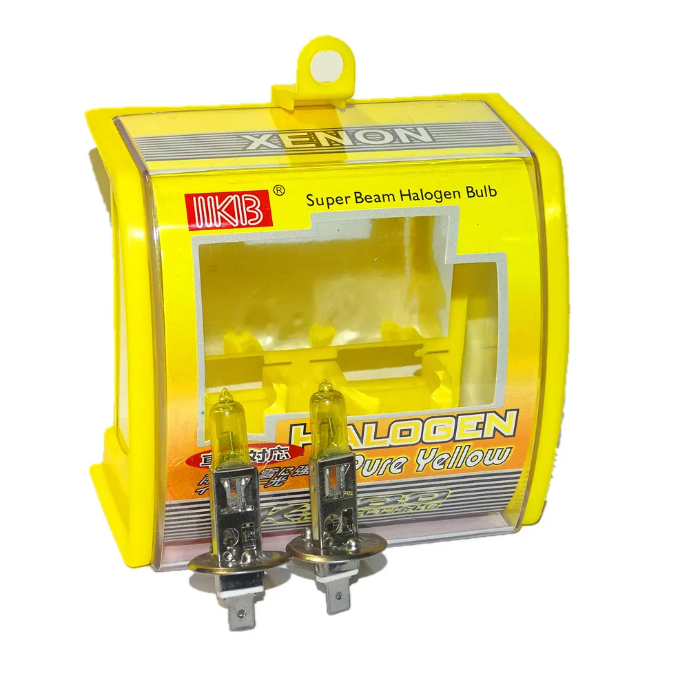 

2 PCS(1 Pair) 12V 100W H1 Halogen Bulb Yellow 3000K Quartz Glass Car HeadLight Auto Light XENON Fog Lamp + Retail packaging box