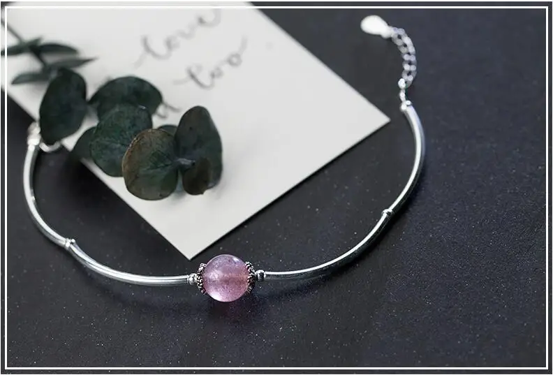 

Silver Bracelet 100% Real 925 Sterling Silver Bracelet with Strawberry Crystal Bead