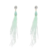 new fashion korean style beauty feather thread long tassel drop earrings women party wedding jewelry ornaments