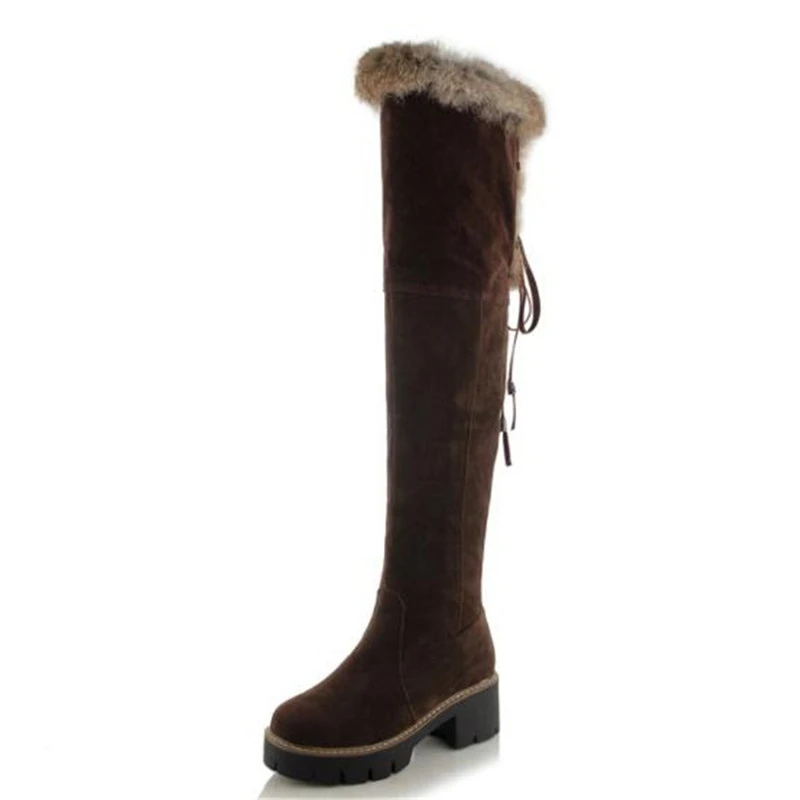 Women Boots Autumn and winter New style fashion Rabbit's hair Non-slip High-heeled Cashmere Keep warm Winter boots size 34-43