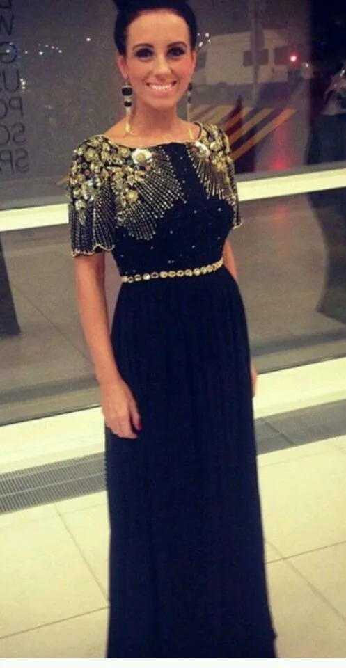 992015 New Beaded Short Sleeve Chiffon 