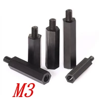 50pcs m356810121520253035406 black hex nylon standoff spacer column male to female nylon plastic spacing screws