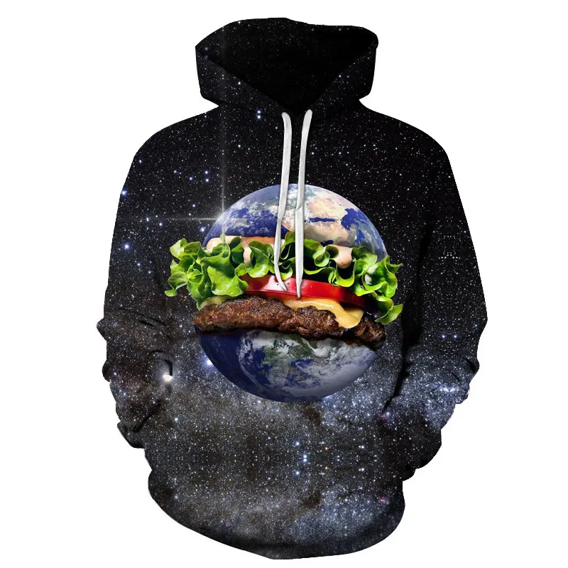 Miyahouse Hamburger 3D Printing Male Hoodie With Hat Fashion Sweatshirts For Teenage Boy High Quality Men Long Sleeve | Мужская одежда