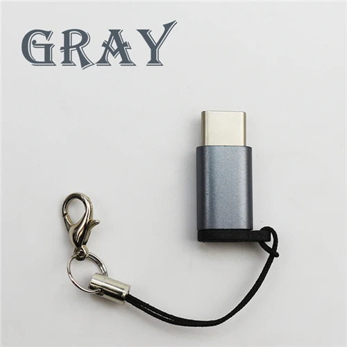 Серый Sovawin алюминиевый Micro usb type-C адаптер OTG Синхронизация данных зарядное устройство type C разъем с брелоком для Macbook для Xiaomi - Цвет: Серый