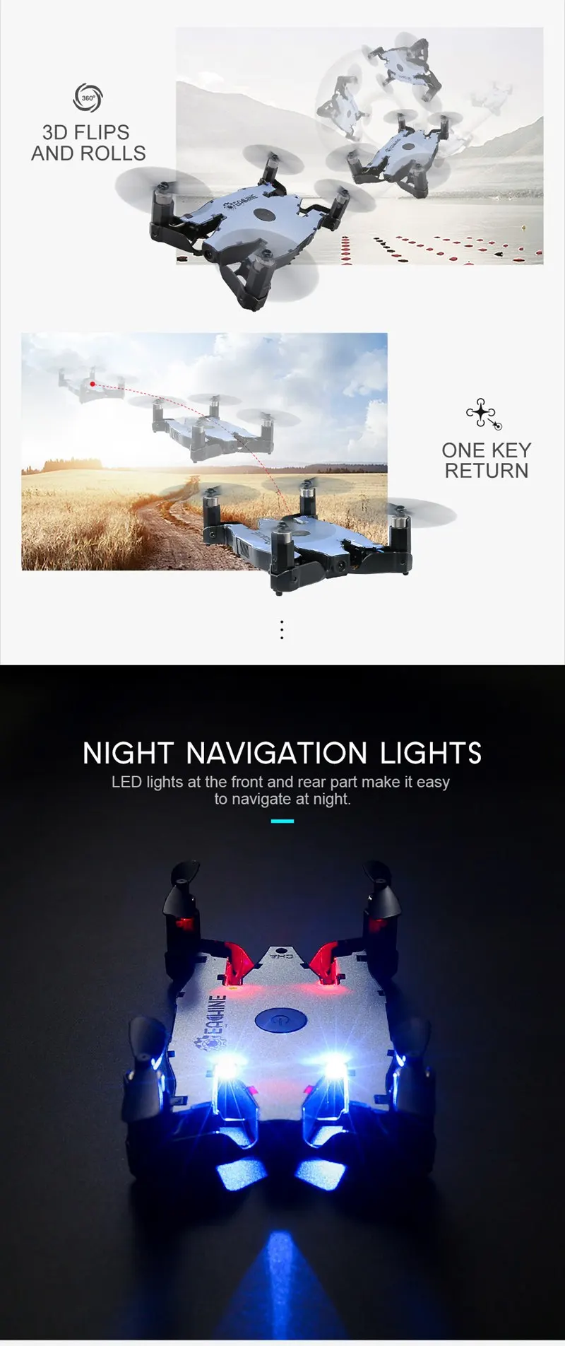 Eachine E57 Wi-Fi FPV селфи Дрон с камерой 720P Авто Складная рукоятка высота удержания Мини RC Дрон Квадрокоптер RTF VS H49 H37