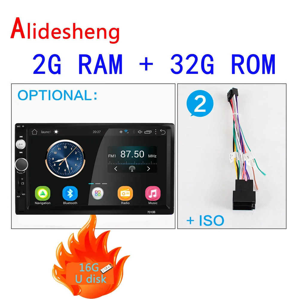 2din Android 2G ram 32G rom автомобильное радио gps навигация автомобильный мультимедийный плеер для hyundai Toyata Volkswagen Nissan Mazda VW Suzuki - Цвет: 2G-ISO