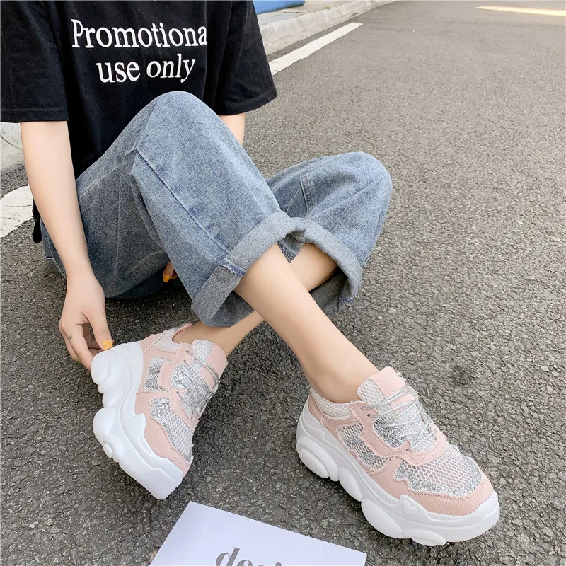 Rimocy блеск на не сужающемся книзу массивном женские кроссовки платформе из