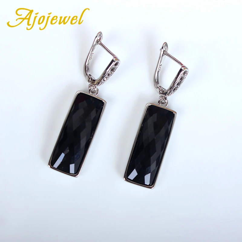 Ajojewel простой квадратный кулон черные хрустальные стразы висячие серьги для