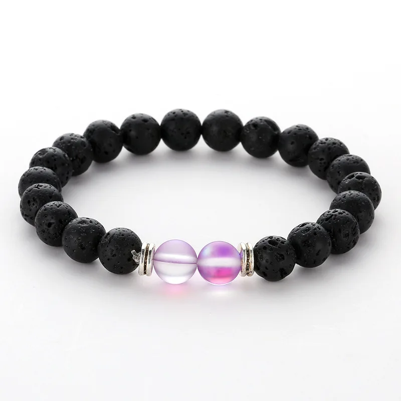 8mm Black Lava Volcano Natural Stone Elastic Bracelet bracelets for women men jewelry feminina | Украшения и аксессуары