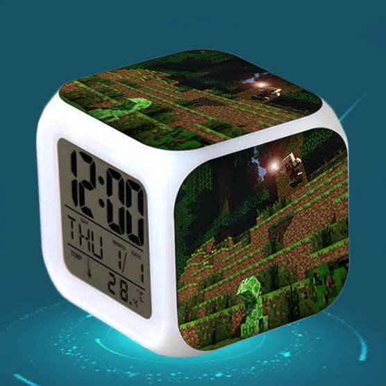 19 Cartoon Children Alarm Clock wake up light Digital Alarm Clock Kids Toys LED Clock Color Changing table reveil wekker - Цвет: 19