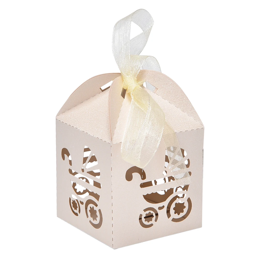 10 шт. детская душевая коробка для конфет с лентой в форме коляски душа свадьбы